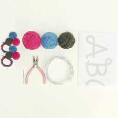 Mellowstory Stationery 針織字樣 DIY 小公主圖案 + 火龍果套組, 土耳其藍, 亮粉色, 炭灰色, 1套