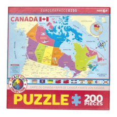 Eurographicspuzzles 兒童拼圖 加拿大地圖 6歲以上, 200片, 1盒