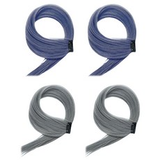 泰坦 亮點接髮 髮夾式彩色髮片 局部假髮, 煙灰藍 2個, 煙灰色 2個, 2個