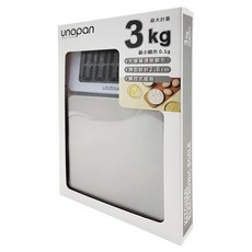 unopan 屋諾 廚房電子秤 最小顯示0.1g 薄型設計2.8cm, UN00107, 白色, 3kg