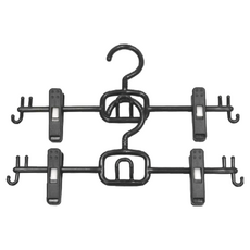 Axis 艾克思 乾濕兩用一字型串掛裙褲架附夾 連接式掛勾 節省空間, 黑色, 2個