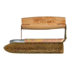 ALLGET 黑傑客 熨斗型木柄銅絲手刷, 1個, 木色