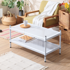 AMOS 鐵力士收納茶几桌 DAW011WH 90x45x46cm 白色 雙層收納