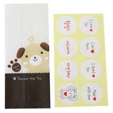 黃氏便當 M號小狗餅乾袋 100入 + 情人訊息白色貼紙 100入, 1套