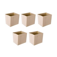 多用途不織布收納盒, 米色, 27 x 27 x 28 cm, 5個