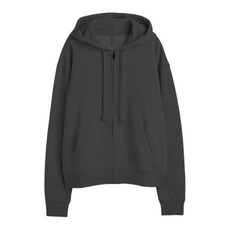 刷毛寬鬆厚磅休閒連帽外套, 肩寬62cm 胸寬57cm 全長66cm 袖長48cm, 深灰