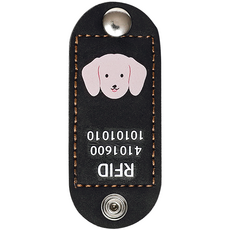 뽀시래기 강아지 동물등록 RFID 외장인식칩 가죽형 인식표, 32, 1개