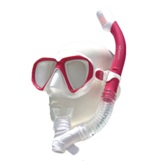 ButterflyFish 蝴蝶魚 兒童潛水面鏡呼吸管 MKSC2402 10~18歲適用 潛水套裝, 白色 + 紅色, 350g, 1個