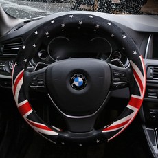 XFIT 超細纖維英國國旗全車型通用冬季方向盤套, 黑紅色