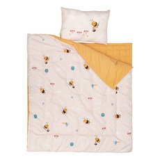 izari 孩童四季款鋪棉枕頭+枕套+薄墊+午睡被4件組, 蜜蜂款