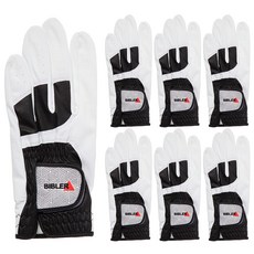 바이블러 남성용 합피 골프장갑 왼손 7p, 화이트 + 블랙, 7개