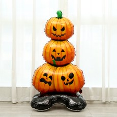 피앤비유니티 할로윈 초대형 스탠딩 은박풍선 3단호박, 혼합색상, 1개