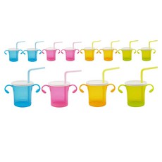 아가프라 빨대컵, 180ml, 12개, 블루 + 핑크 + 오렌지 + 그린