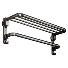 吸盤系列太空鋁折疊2層毛巾架 60 x 22 x 17.5cm, 槍灰色, 1個