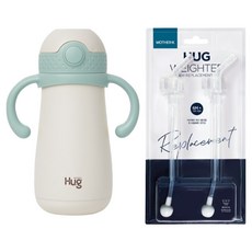 마더케이 허그 스테인리스 빨대컵 + 허그 빨대 추형 리필 2p 세트, 350ml, 1세트, 민트