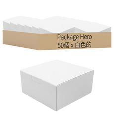 Package Hero 正方形一觸即開盒 (小), 50個, 白色的