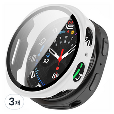 루아러블 갤럭시워치 액정 보호 강화유리 풀커버 케이스, 화이트, 3개