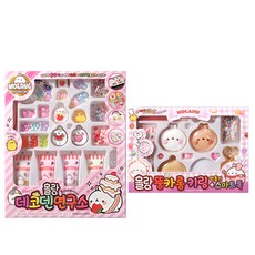 Molang 奶油膠 高級 DIY套組 + DIY Molang馬卡龍 鑰匙圈 手機支架 製作套組, 1套, 混合顏色