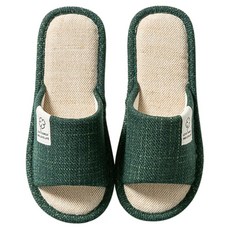 四葉草棉麻拖鞋, 綠色, 36~37, 1雙
