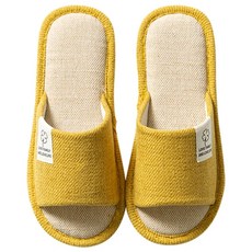 四葉草棉麻拖鞋, 透氣吸汗, 返樸歸真, 安靜好鞋, 黃色, 38~39, 1雙
