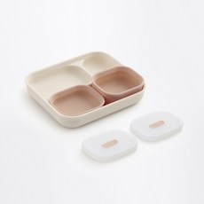 TACKAON 123 3格飯湯碗組, 1套, 餐盤 + 飯碗 + 湯碗, 象牙白(餐盤), 米粉色(飯碗, 湯碗)