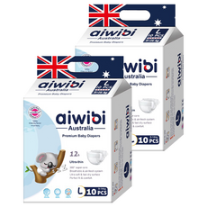 aiwibi 愛薇彼 零觸感瞬吸黏貼型尿布 9~14kg, L, 20片