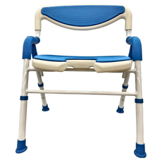 FUZIKON MEDICAL EQUIPMENT 坐墊開口洗澡椅 U型開口設計 EVA坐墊 舒適不冰冷 可調整高低, 藍色椅面 + 白色框架, 1個