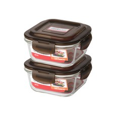 SUPER OVEN GLASS 方形耐熱玻璃密封保鮮盒, 800ml, 2個