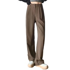 多巴胺 顯瘦長腿西裝褲/寬褲 棉+聚酯纖維, L, 卡其色, 1件