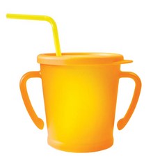 AGAFURA Magic系列雙耳防漏吸管杯, 橘色, 300ml, 1個