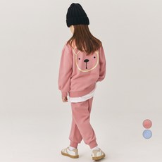 LollyTree 兒童款柔軟蜜桃絨小熊圖案上衣褲子套裝