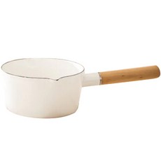 니토리 우드 핸들 법랑 밀크팬, 크림, 15cm