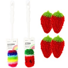 Top Clean 彩虹款洗瓶刷 1入+西瓜造型洗瓶刷 1入+草莓造型菜瓜布 4入組, 1組