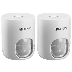 GONQIN 日式滑蓋防塵自動牙膏器, 2個, 白色