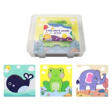 OhBabyLaugh 寶寶立體手抓拼圖 鯨魚+青蛙+大象, 3片, 1組