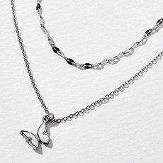 noid-b 手術鋼白色迷你蝴蝶雙層項鍊