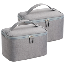 手提化妝包, 灰色, 2個