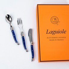 JEAN NERON Laguiole 禮品包裝 3件組, 1套, 法式藍, 湯匙 + 叉子 + 奶油刀