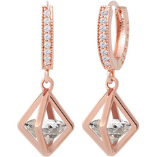 Lawool stone 女款 14K金針 Adel 易扣式方晶鋯石日常金耳環 JR125