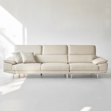 도모 로안 무빙헤드 천연 소가죽 4인용 소파 + 쿠션 2p 방문설치, 아이보리