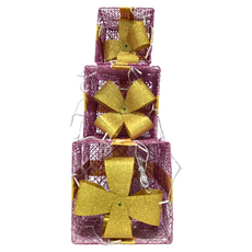鐵藝禮物盒 Set 3, 粉色 + 金蔥, 1組