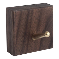 木製良品 免鑽孔實木黃銅掛勾 6x6x2公分, 胡桃木, 1個