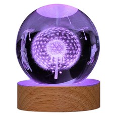 ALL SPLENDID 水晶球 6cm + USB七彩實木燈座 7 x 2cm, 蒲公英