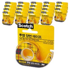 스카치 양면 테이프 디스펜서 136 12mm x 6.35m, 투명, 20개