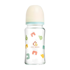 奇哥 BASICS 耐熱硼矽玻璃寬口奶瓶, 1個, 240ml, 混合顏色
