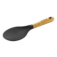 staub 矽膠飯匙 22 x 7.8cm, 黑色 + 木色, 1支