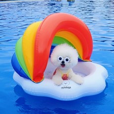 richdogs 狗狗遮陽帳篷彩虹泳圈, 1個, 混色