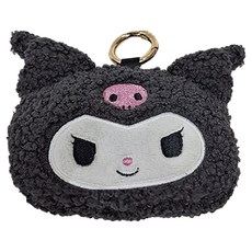 KUROMI 酷洛米 絨布造型耳機保護套 11 x 11cm, SANG-379KU, 黑色 + 白色 + 粉色, 1個