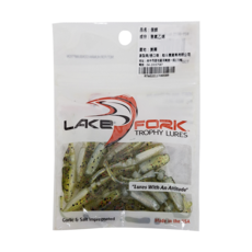 LAKE FORK 2.25吋 多節迷你軟魚 點尾 Live Baby Shad, 綠背 黑顆粒紅亮片 + 白肚, 1包