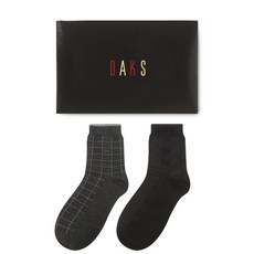 DAKS Deformation Fine Check 中領休閒襪 2 件套 DGSS1E202, 灰色 黑色